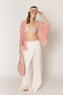 ZLC410054 Nia Geometric Circle Pattern Crochet Cropped Cardigan/Kimono - MiMi Wholesale