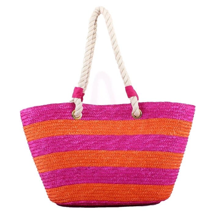 2455 Rope Handle Straw Shoulder Tote/Beach Bag - MiMi Wholesale