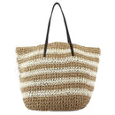2469 Striped Straw Shoulder Tote/Beach Bag - MiMi Wholesale
