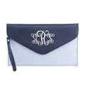 6024(BK) Seersucker Leather Top Envelope Clutch for Monogram - MiMi Wholesale