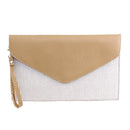 6024(BK) Seersucker Leather Top Envelope Clutch for Monogram - MiMi Wholesale