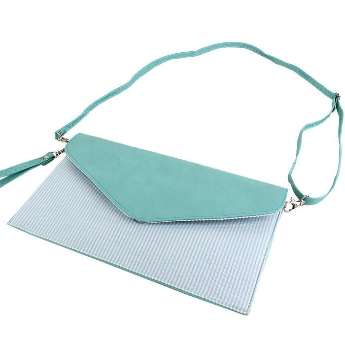 6024(BK) Seersucker Leather Top Envelope Clutch for Monogram - MiMi Wholesale