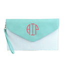 6024(BK) Seersucker Leather Top Envelope Clutch for Monogram - MiMi Wholesale