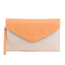 6024(BK) Seersucker Leather Top Envelope Clutch for Monogram - MiMi Wholesale