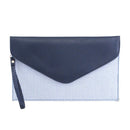 6024(BK) Seersucker Leather Top Envelope Clutch for Monogram - MiMi Wholesale