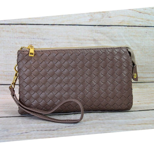 7050 Woven Three Compartment Clutch/Crossbody Bag - MiMi Wholesale