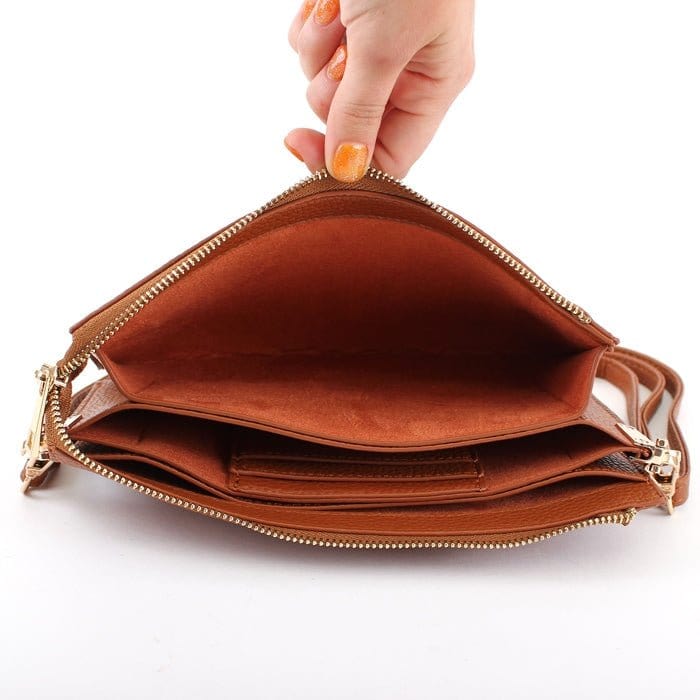 7070 Jaylene Three Compartments Crossbody Bag - MiMi Wholesale