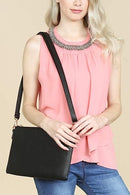 8623 Ellen Three Compartment Wristlet Fashion Clutch/Crossbody - MiMi Wholesale