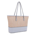 93130 Straw Shopper Tote With Vegan Leather Trim - MiMi Wholesale