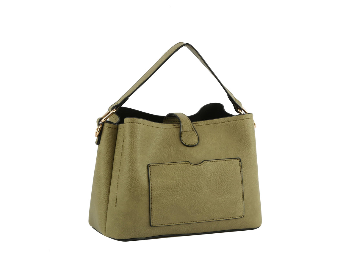 GL0009-1 Buckle Flap Shoulder Bag with Aztec Pattern Strap
