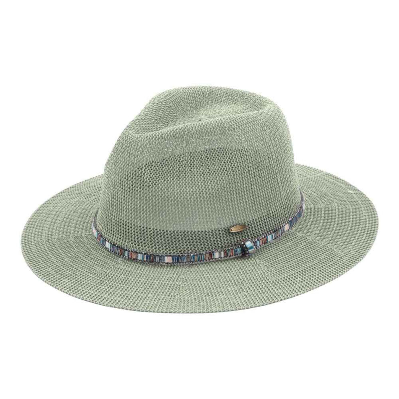 KP014 C.C Brand Lilian Multi Thread Rhinestone Band Panama Hat