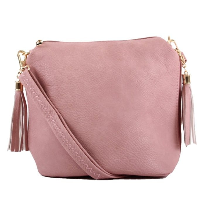 A8008 Crossbody Bag w/ 2 Side Tassel Zippers - MiMi Wholesale