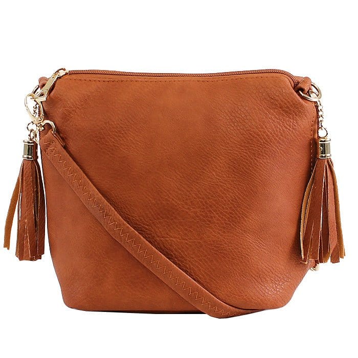 A8008 Crossbody Bag w/ 2 Side Tassel Zippers - MiMi Wholesale