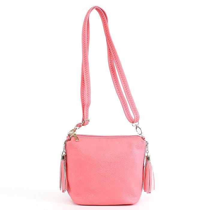 A8008 Crossbody Bag w/ 2 Side Tassel Zippers - MiMi Wholesale