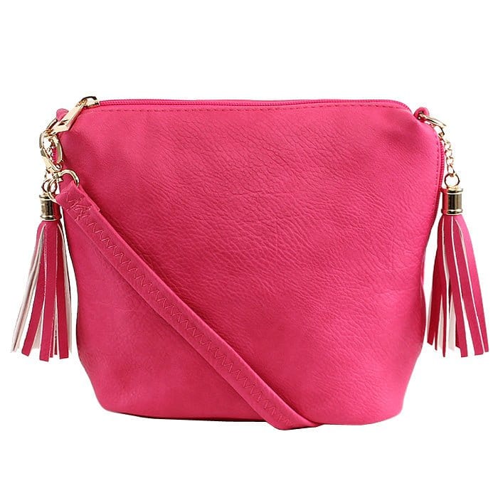 A8008 Crossbody Bag w/ 2 Side Tassel Zippers - MiMi Wholesale