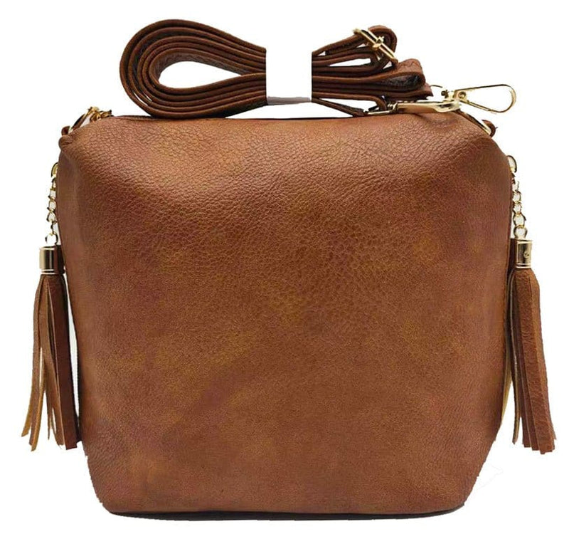 A8008 Crossbody Bag w/ 2 Side Tassel Zippers - MiMi Wholesale