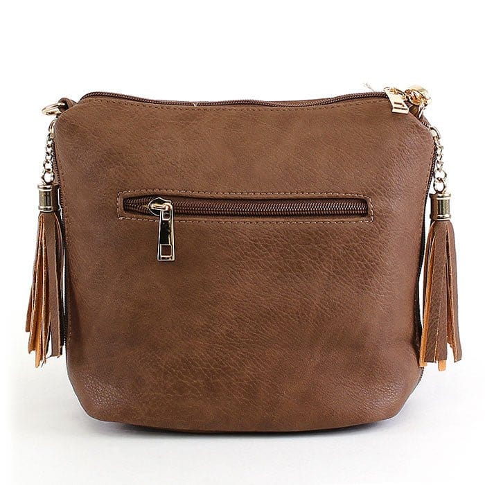 A8008 Crossbody Bag w/ 2 Side Tassel Zippers - MiMi Wholesale