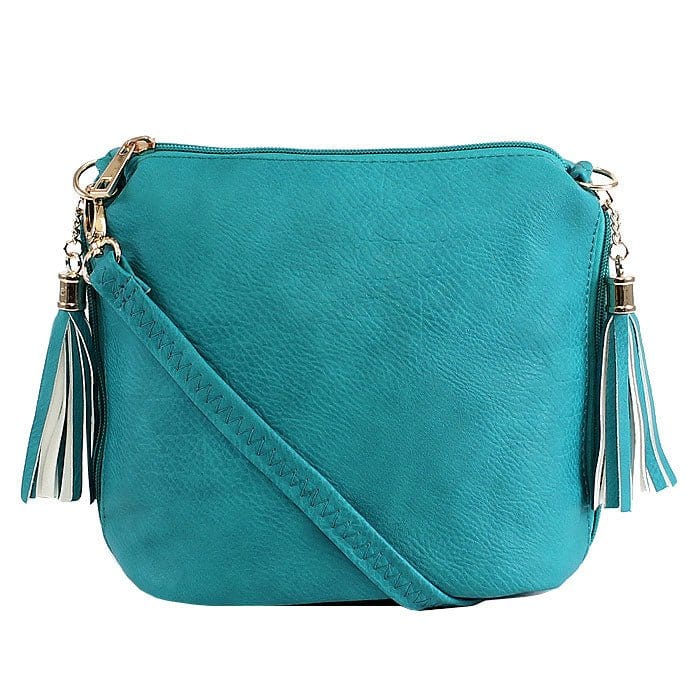 A8008 Crossbody Bag w/ 2 Side Tassel Zippers - MiMi Wholesale