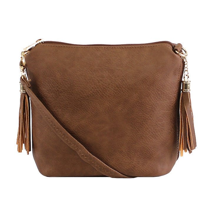 A8008 Crossbody Bag w/ 2 Side Tassel Zippers - MiMi Wholesale