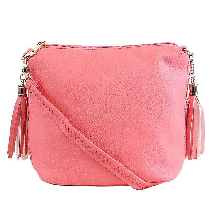 A8008 Crossbody Bag w/ 2 Side Tassel Zippers - MiMi Wholesale