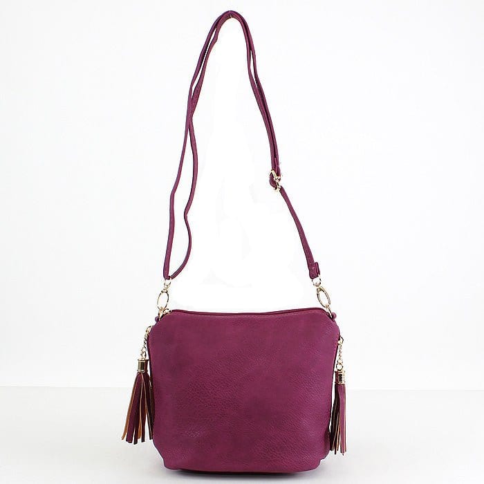 A8008 Crossbody Bag w/ 2 Side Tassel Zippers - MiMi Wholesale