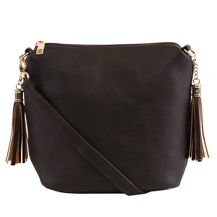 A8008 Crossbody Bag w/ 2 Side Tassel Zippers - MiMi Wholesale