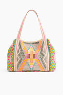 AB20-001 Hand Beaded Impala Aztec Tote - MiMi Wholesale