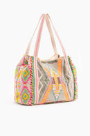 AB20-001 Hand Beaded Impala Aztec Tote - MiMi Wholesale