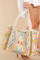 AB20-001 Hand Beaded Impala Aztec Tote - MiMi Wholesale