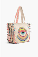 AB21-189 Hand Beaded Lazy Daze Evil Eye Tote - MiMi Wholesale