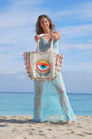 AB21-189 Hand Beaded Lazy Daze Evil Eye Tote - MiMi Wholesale