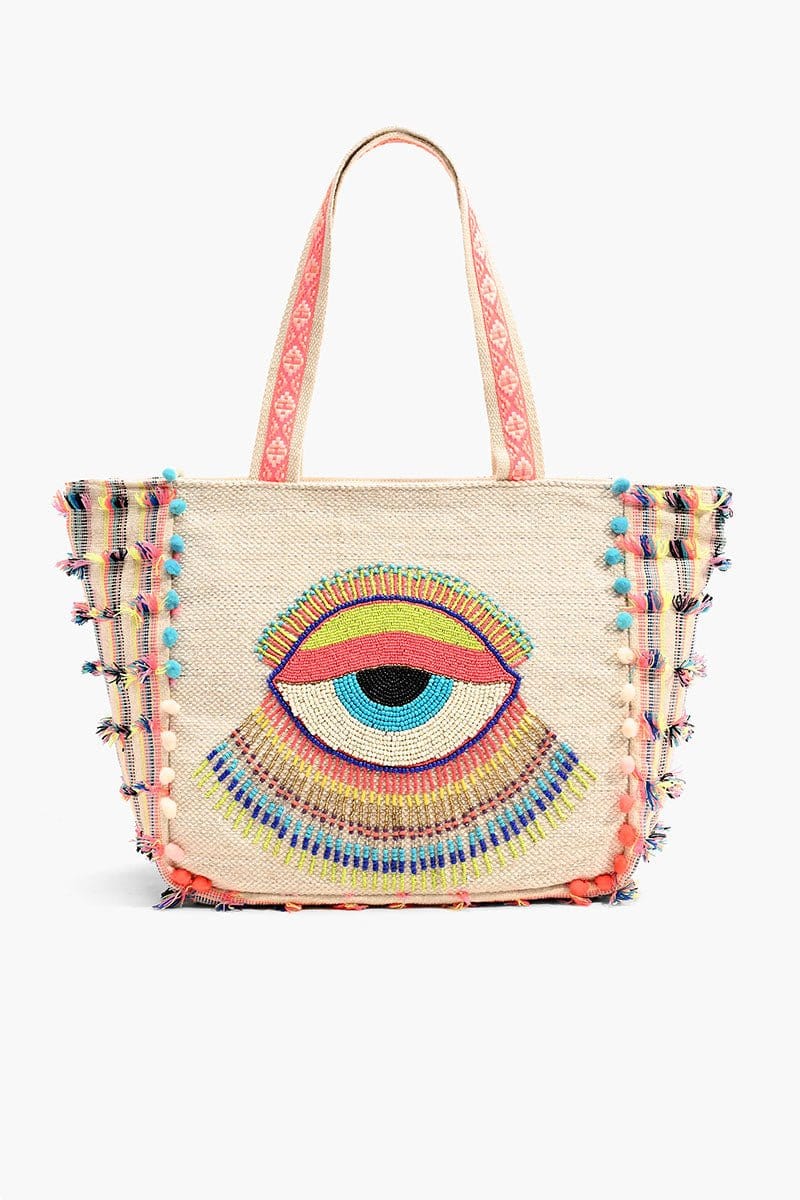 AB21 189 Hand Beaded Lazy Daze Evil Eye Tote