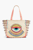AB21-189 Hand Beaded Lazy Daze Evil Eye Tote - MiMi Wholesale