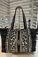 AB22471 Brittney Bee and Leopard Beaded Tote - MiMi Wholesale