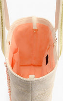 AB22472 Laurie Bee and Leopard Beaded Tote - MiMi Wholesale