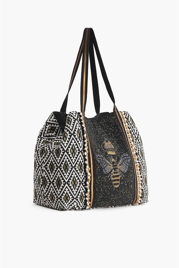 AB22593 Queen Bee Beaded Tote - MiMi Wholesale