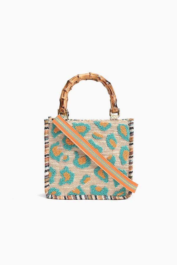 AB23-727 Wild Leopard Bamboo Handle Tote - MiMi Wholesale