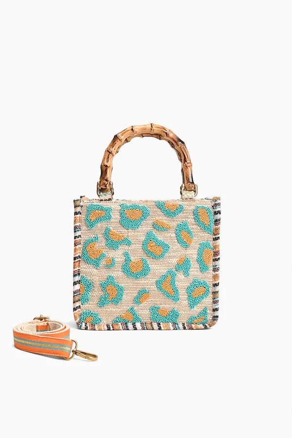 AB23-727 Wild Leopard Bamboo Handle Tote - MiMi Wholesale