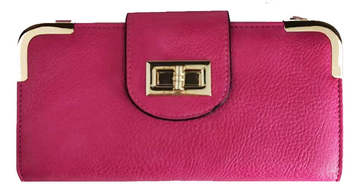 AD041 Turn Lock Crossbody Wallet - MiMi Wholesale