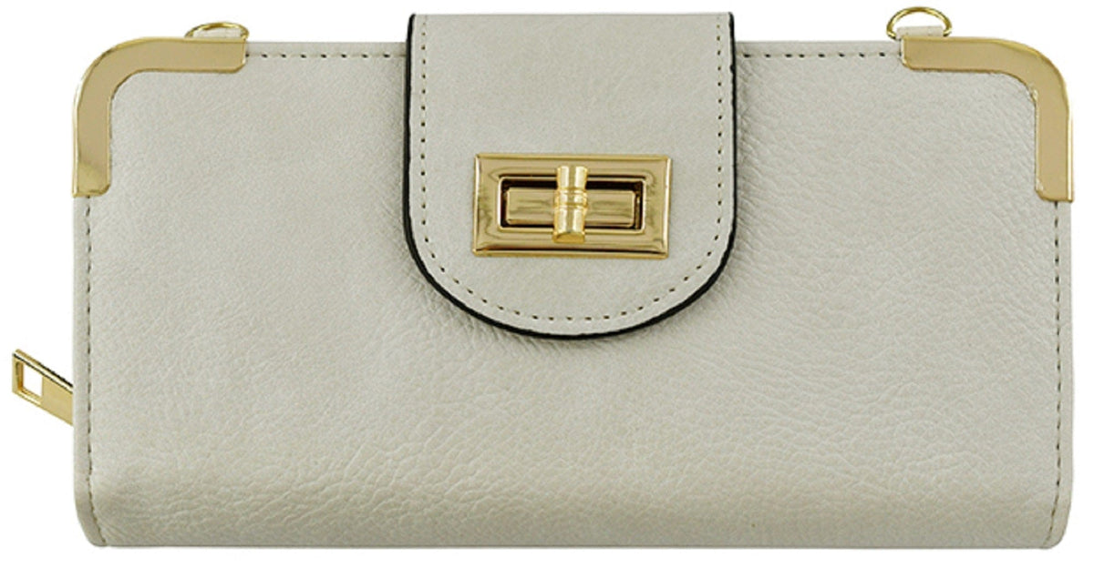 AD041 Turn Lock Crossbody Wallet - MiMi Wholesale