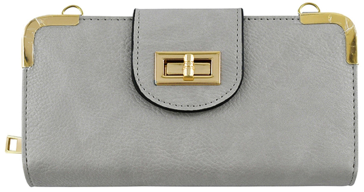 AD041 Turn Lock Crossbody Wallet - MiMi Wholesale