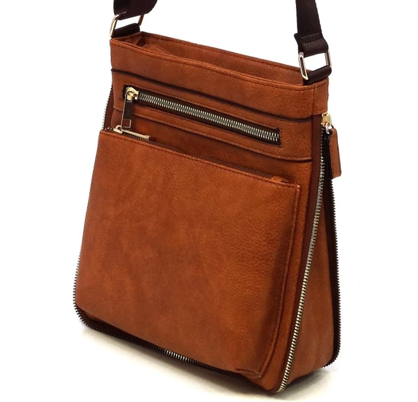 AD1238 Front Zippered Crossbody Bag - MiMi Wholesale