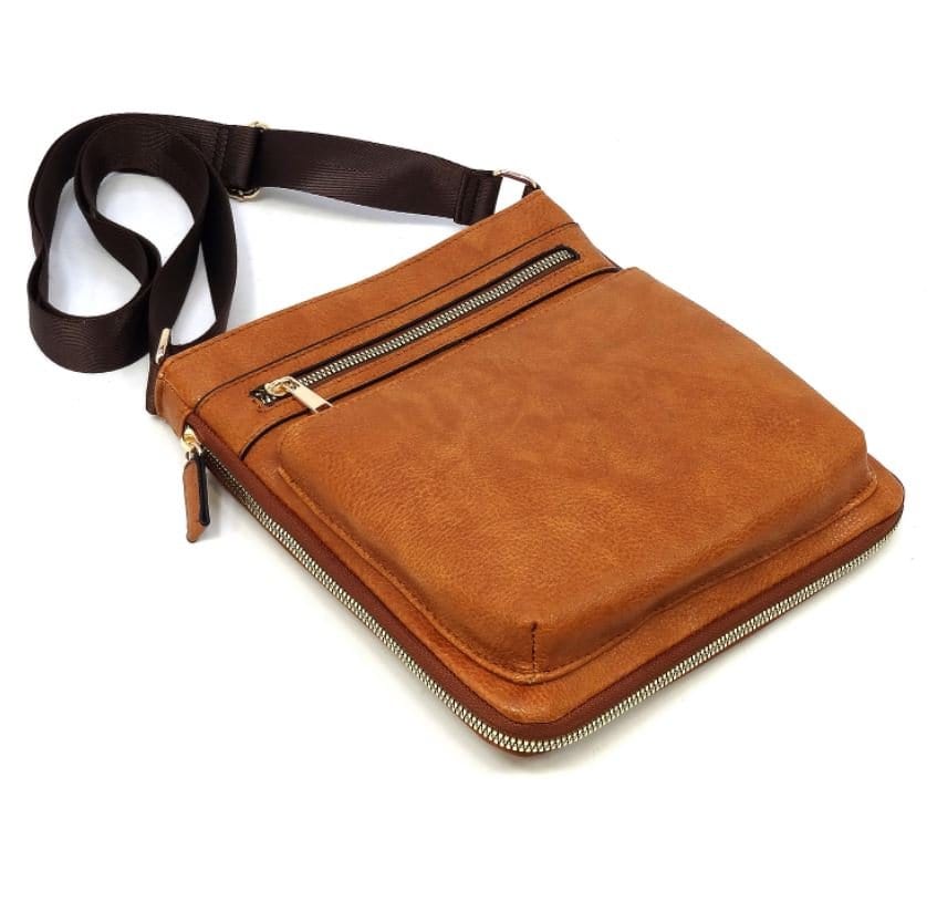 AD1238 Front Zippered Crossbody Bag - MiMi Wholesale
