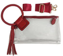 AD205T See Through Clear Cuff Handle Tassel Wrislet Clutch - MiMi Wholesale