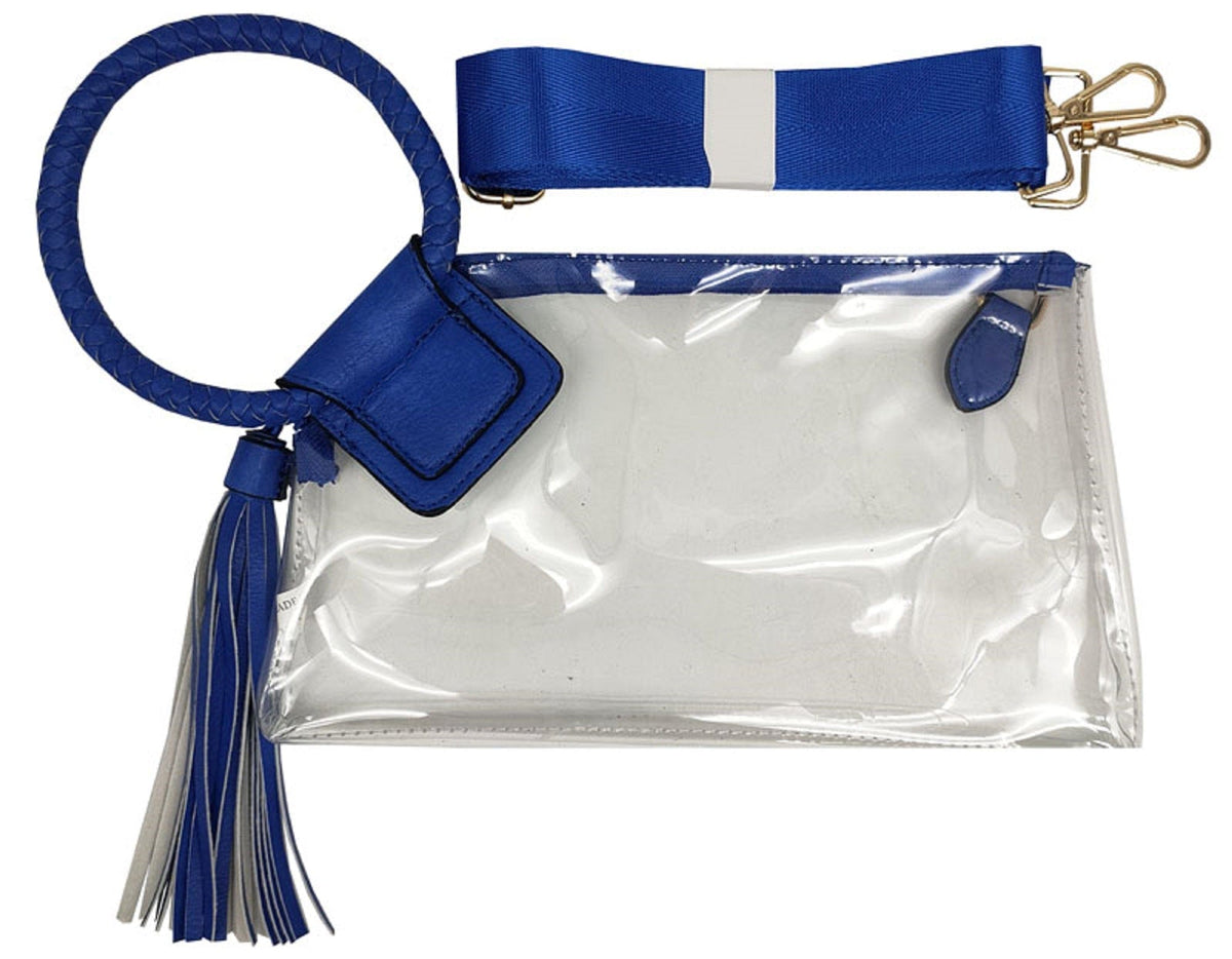 AD205T See Through Clear Cuff Handle Tassel Wrislet Clutch - MiMi Wholesale