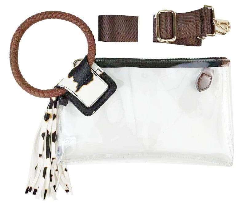 AD205T See Through Clear Cuff Handle Tassel Wrislet Clutch - MiMi Wholesale
