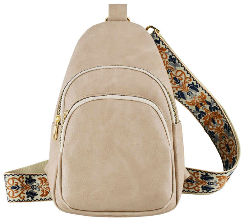 AD768 Zara Zipper Sling Bag With Boho Strap - MiMi Wholesale