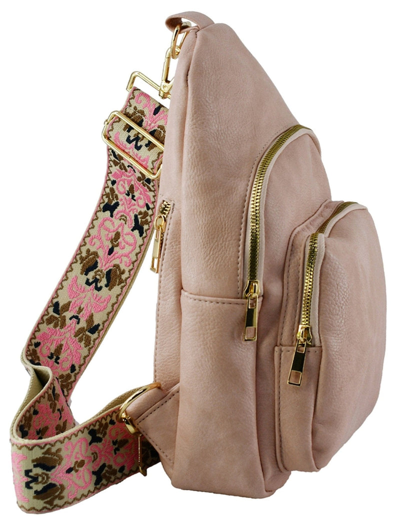 AD768 Zara Zipper Sling Bag With Boho Strap - MiMi Wholesale