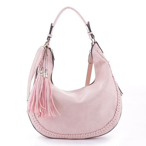 AM5851 Laser Cut Double Tassel Boho Shoulder Bag - MiMi Wholesale