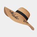 AO3045 "Wake Up" Letter Embroidered Wide Brim Straw Hat - MiMi Wholesale